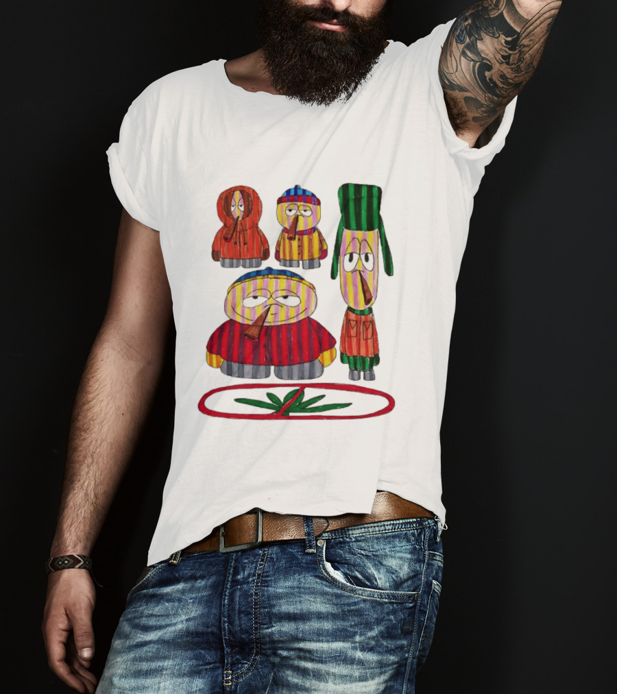 Cartman Stan Kyle Kenny South Park Characters Smoking No Weed Prohibition T-Shirt