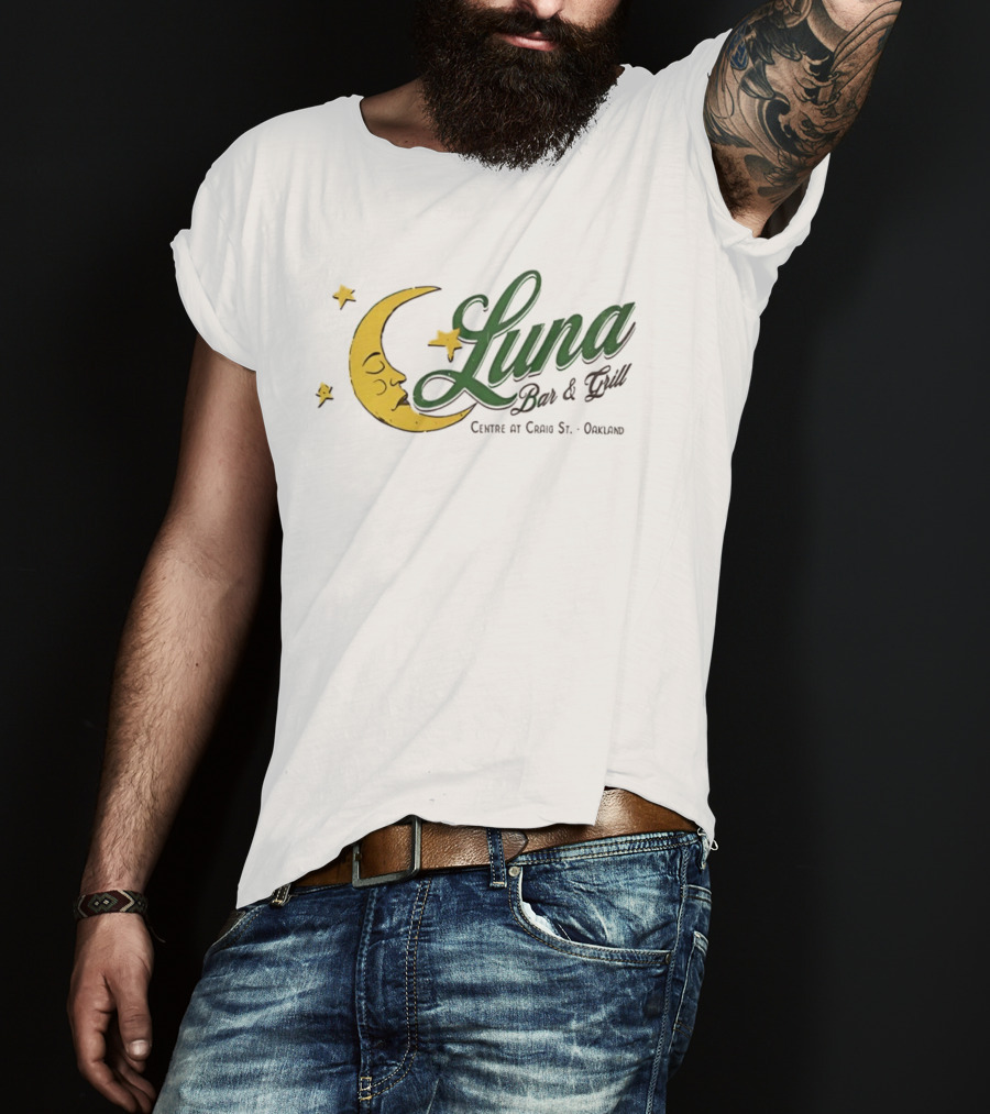 Luna Bar And Grill Centre At Craig St Oakland Moon And Stars T-Shirt