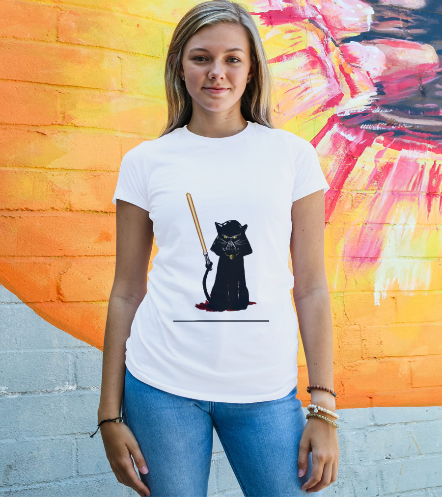 Darth Vader Cat Lightsaber Star Wars T-Shirt