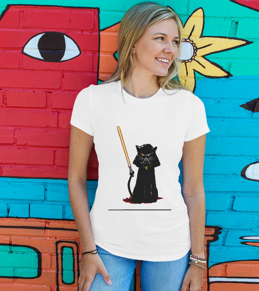 Darth Vader Cat Lightsaber Star Wars T-Shirt