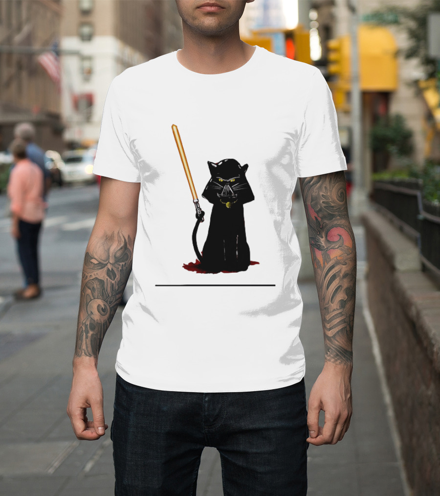 Darth Vader Cat Lightsaber Star Wars T-Shirt