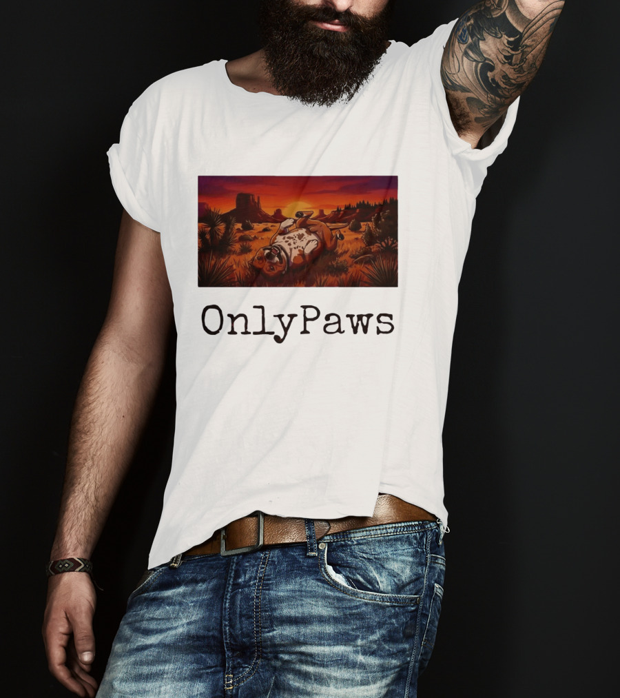 Desert Sunset Playful Pit Bull OnlyPaws Scenic Wonderland T-Shirt
