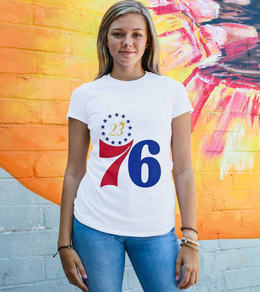 LeBron James 23 Philadelphia 76ers Inspired Number Stars T-Shirt