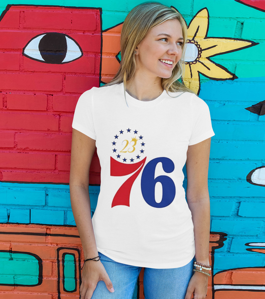 LeBron James 23 Philadelphia 76ers Inspired Number Stars T-Shirt