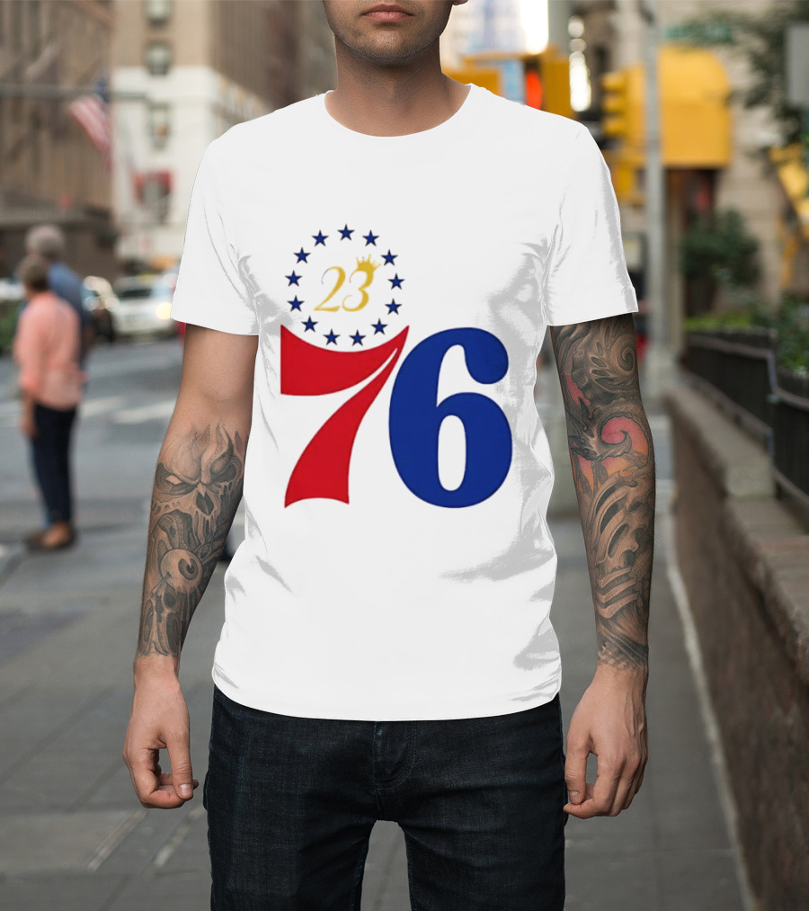 LeBron James 23 Philadelphia 76ers Inspired Number Stars T-Shirt