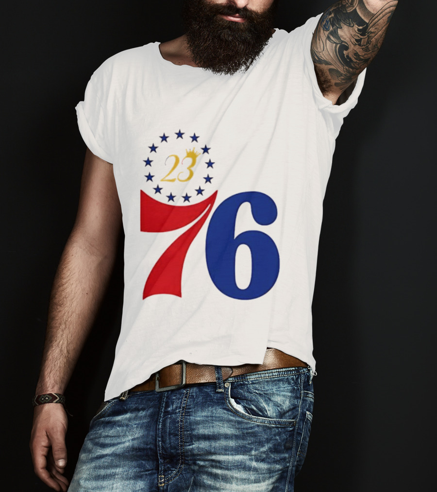 LeBron James 23 Philadelphia 76ers Inspired Number Stars T-Shirt