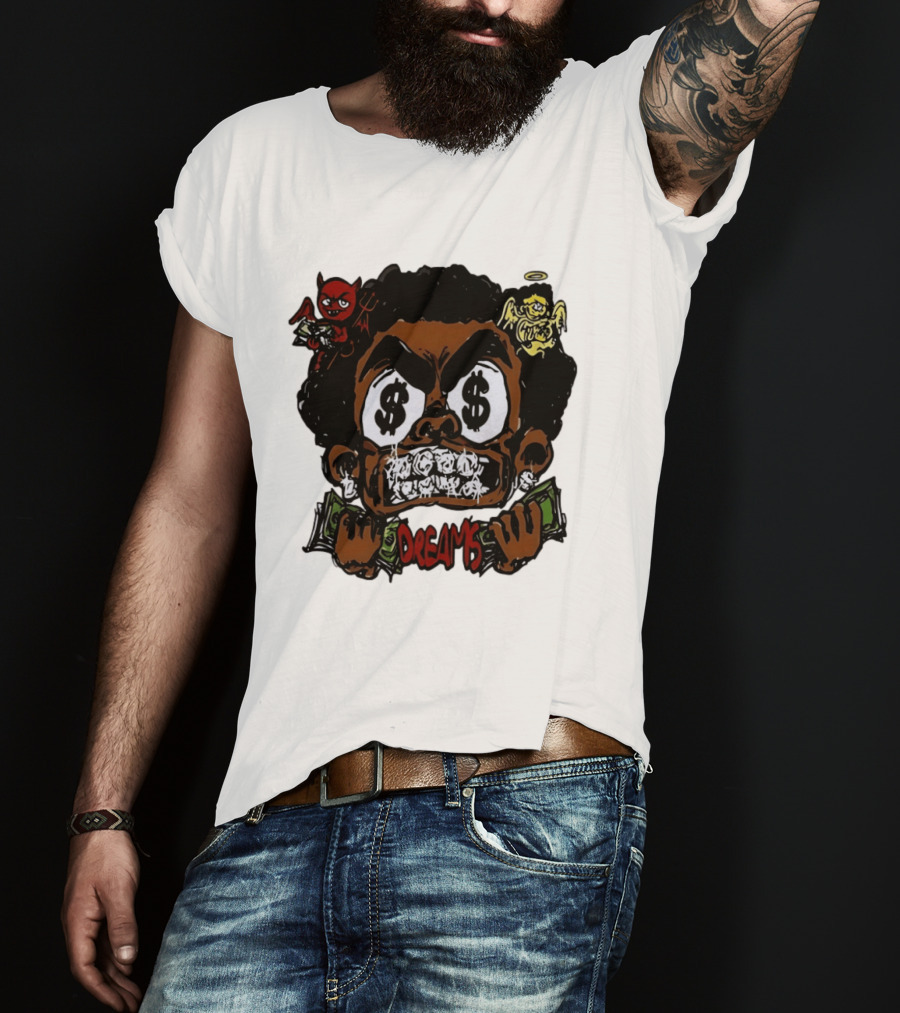 Dreams Money Cartoon Streetwear Dollar Eye Angel Devil T-Shirt