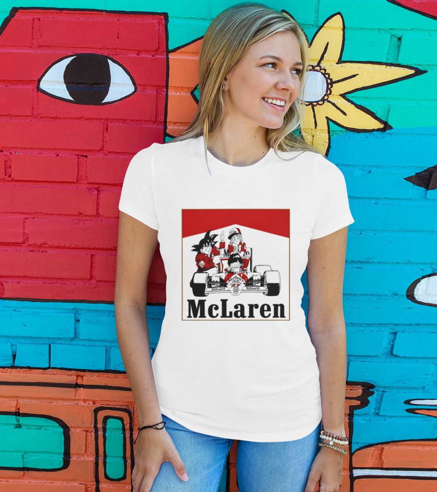 Goku Bulma Senbei McLaren Honda Marlboro Shell 27 Anime Racing Team Formula 1 T-Shirt