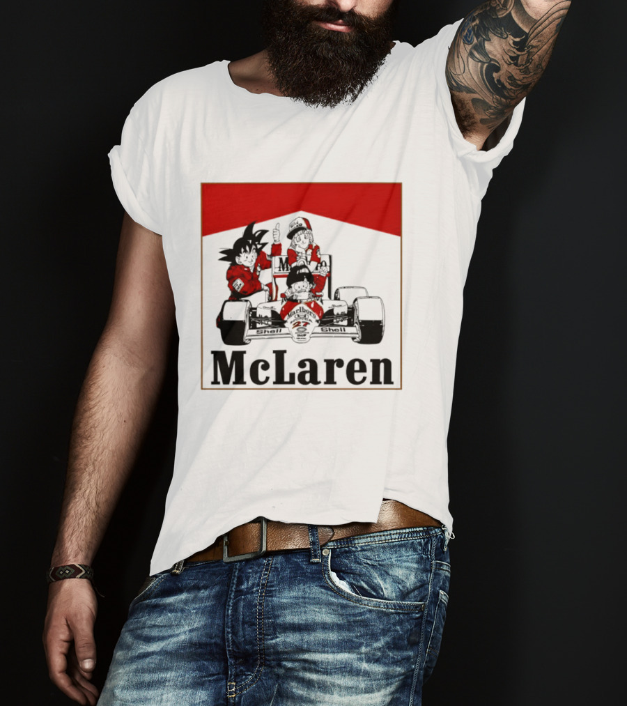 Goku Bulma Senbei McLaren Honda Marlboro Shell 27 Anime Racing Team Formula 1 T-Shirt