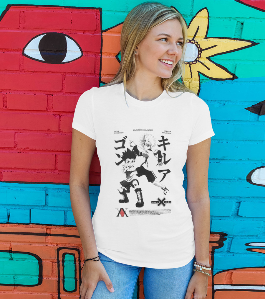 Gon Freecss Killua Zoldyck Hunter X Hunter Japanese Text Adventure Duo T-Shirt
