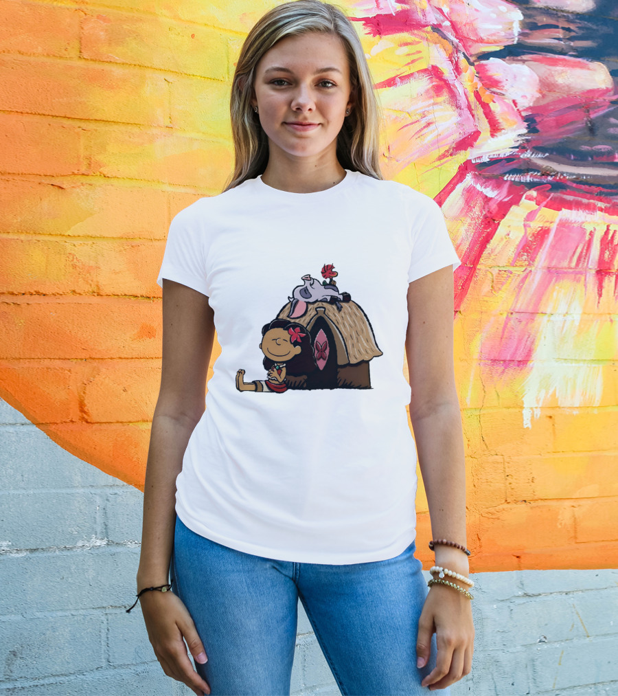 Moana Pua Heihei Peanuts Doghouse Cartoon T-Shirt