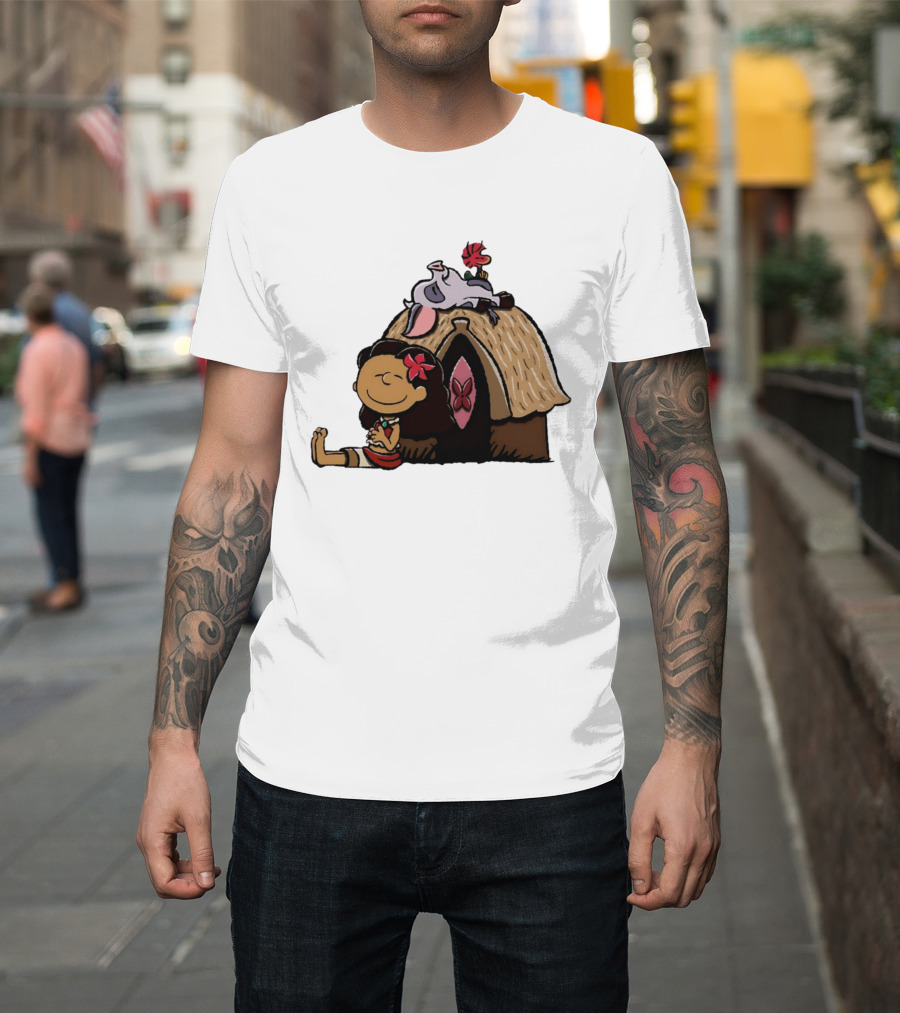 Moana Pua Heihei Peanuts Doghouse Cartoon T-Shirt