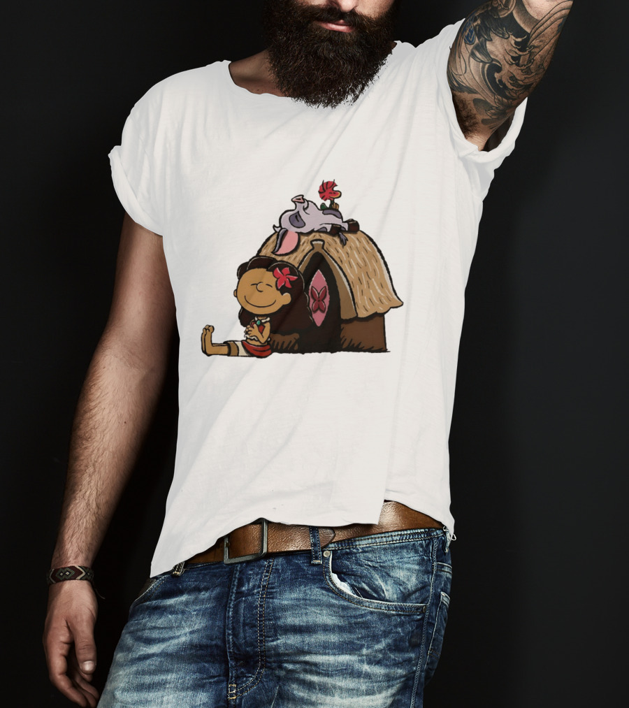 Moana Pua Heihei Peanuts Doghouse Cartoon T-Shirt