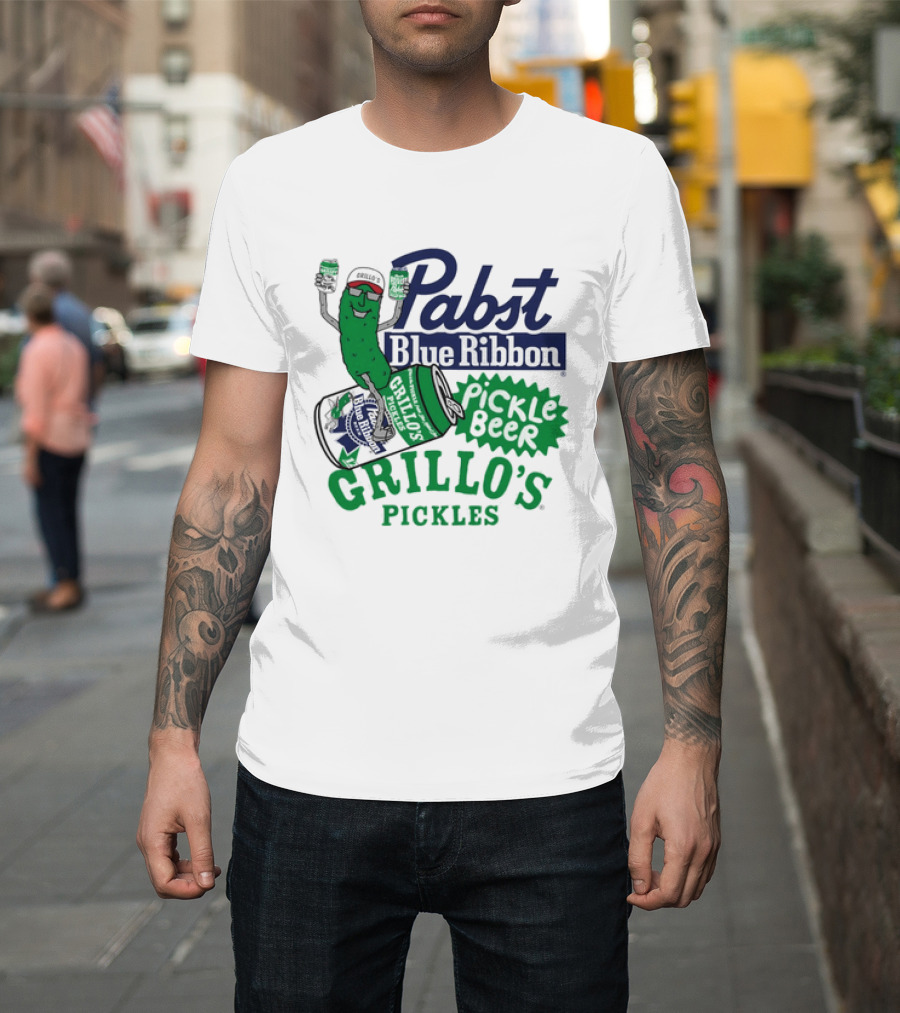 Pabst Blue Ribbon Grillo's Pickles Pickle Beer Festival 2023 T-Shirt