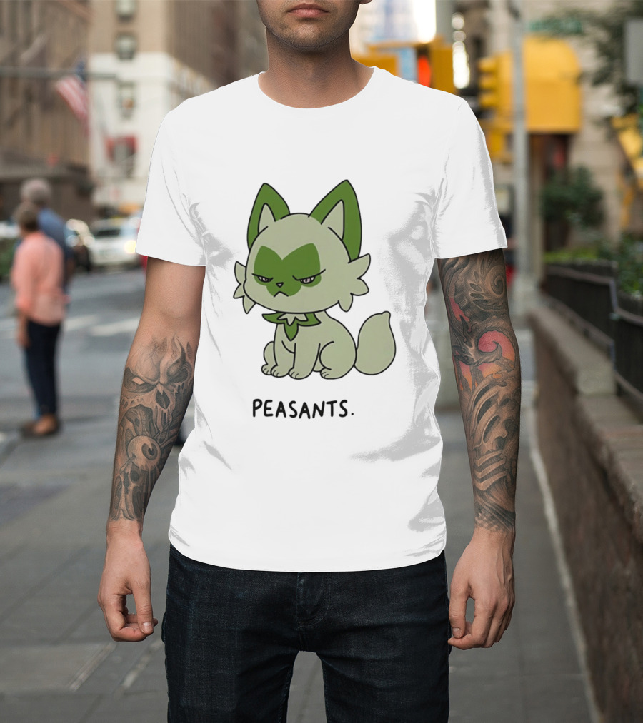 Sprigatito Peasants Meme Pokemon Cat Image Text Purr Delusion T-Shirt