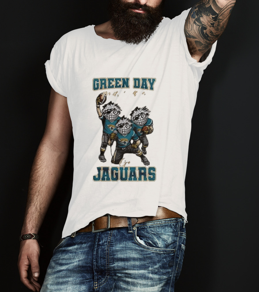 Green Day Jacksonville Jaguars Crossover With Football Characters T-Shirt