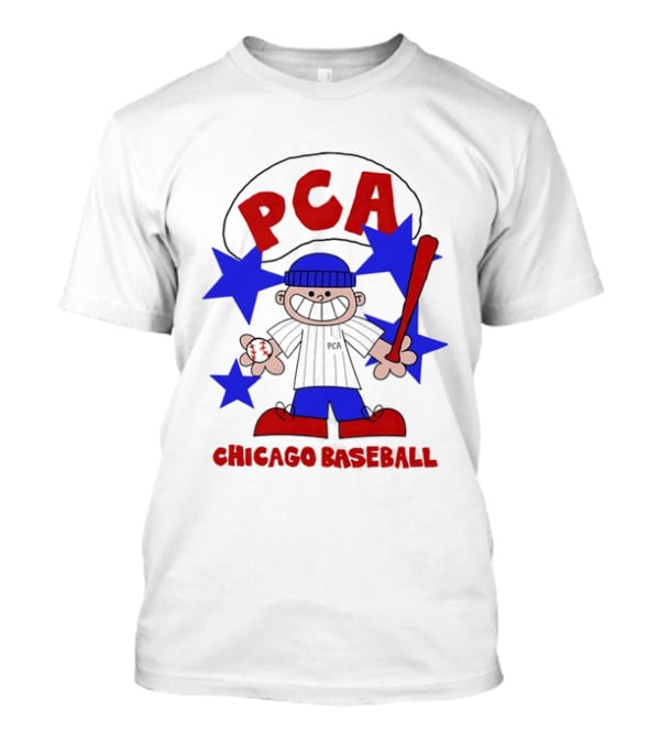 PCA Chicago Baseball Cartoon Youth Kids Sports Humor Red Blue Stars T-Shirt