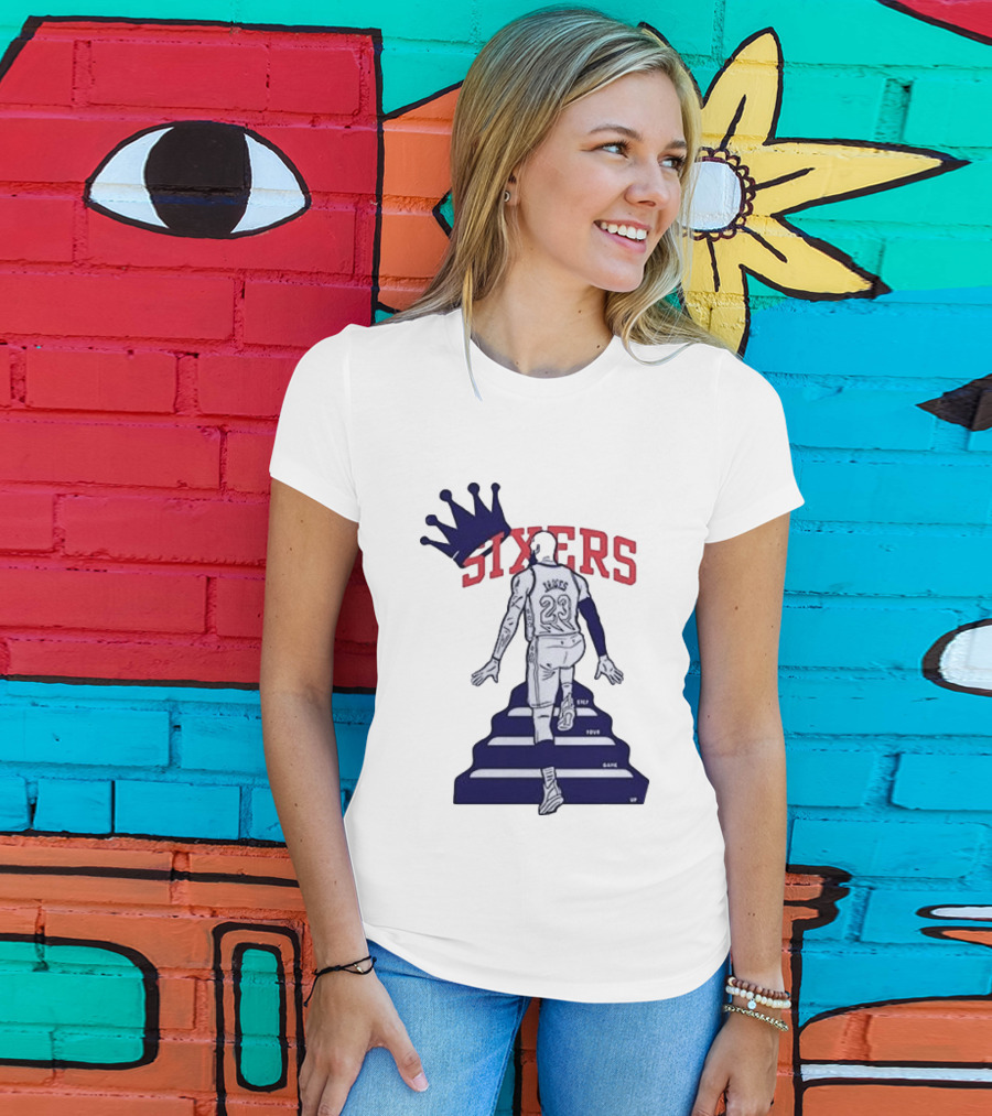 Philadelphia 76ers Sixers Lebron James Crowned Steps Silhouette 23 T-Shirt