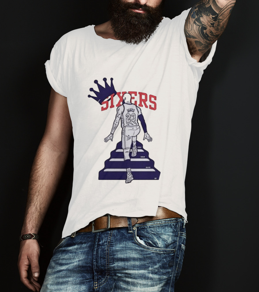 Philadelphia 76ers Sixers Lebron James Crowned Steps Silhouette 23 T-Shirt