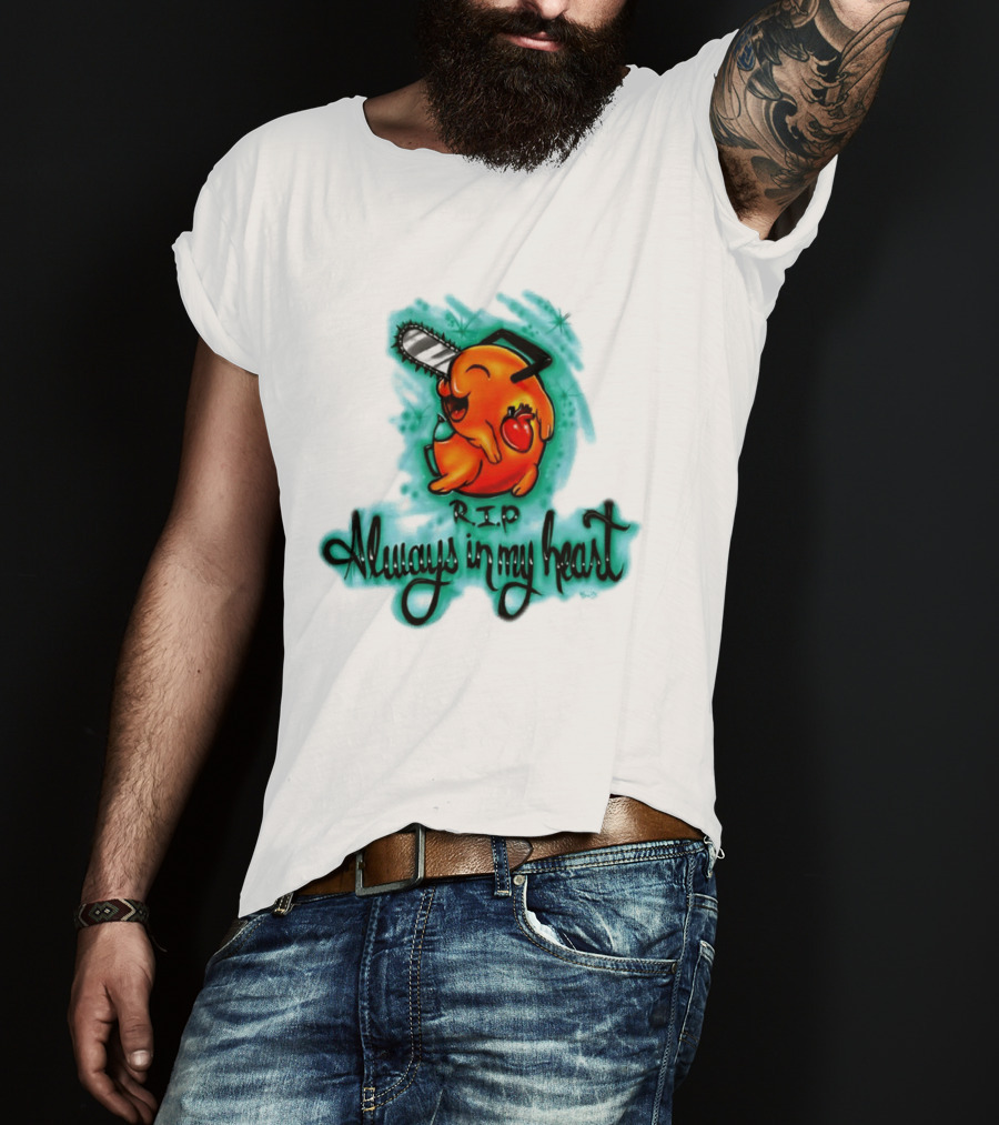 Pochita Chainsaw Man RIP Always In My Heart Memorial Anime T-Shirt