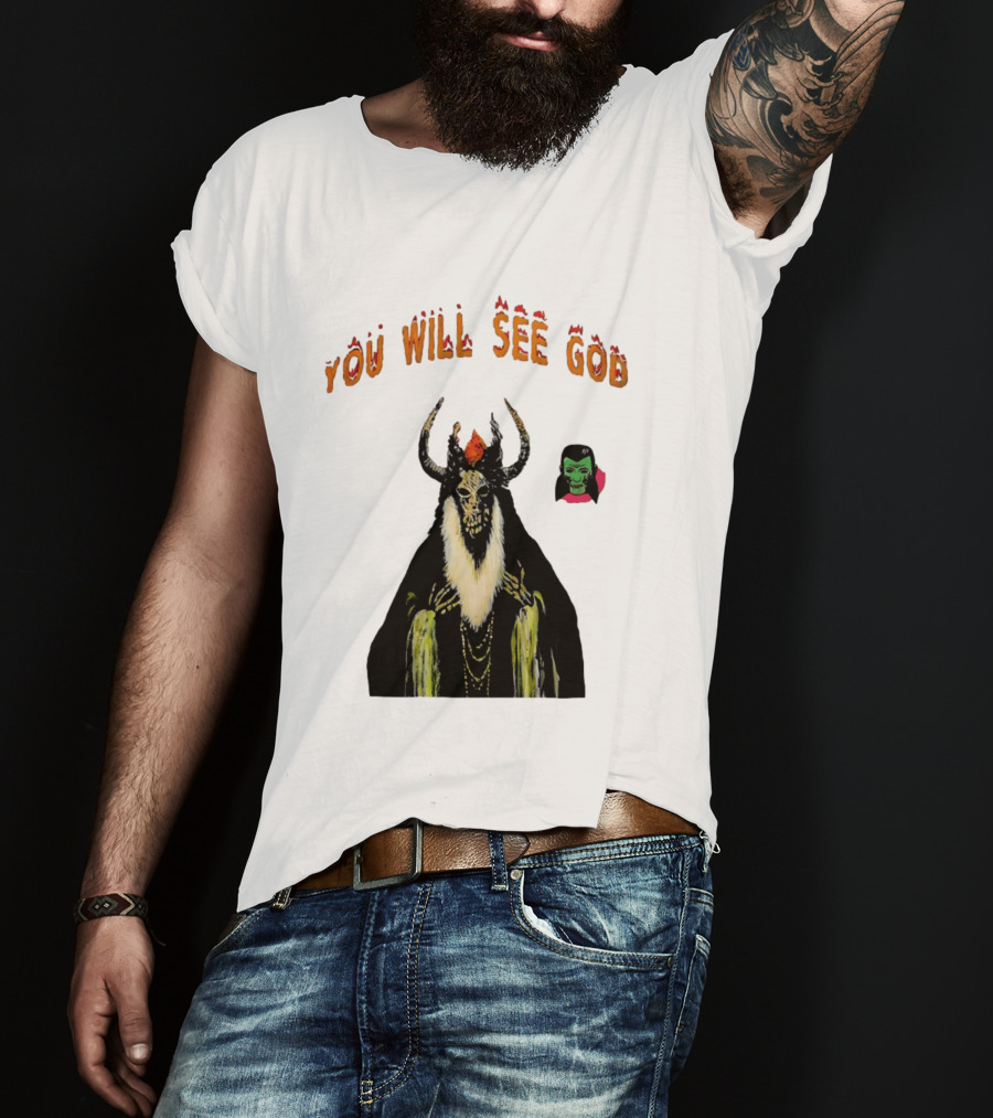 You Will See God Demon Occult Satanic Horror Green Masked Face T-Shirt