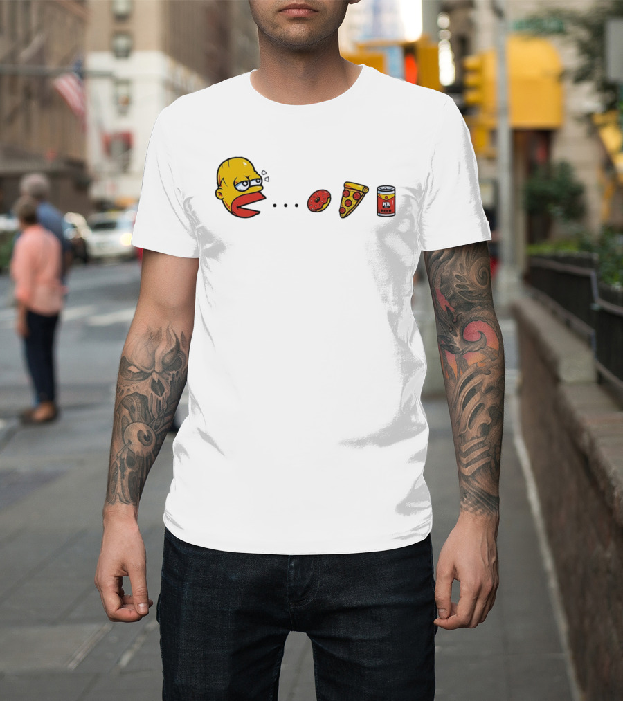 Simps Dad Pac Man Eating Donut Pizza And Beer T-Shirt