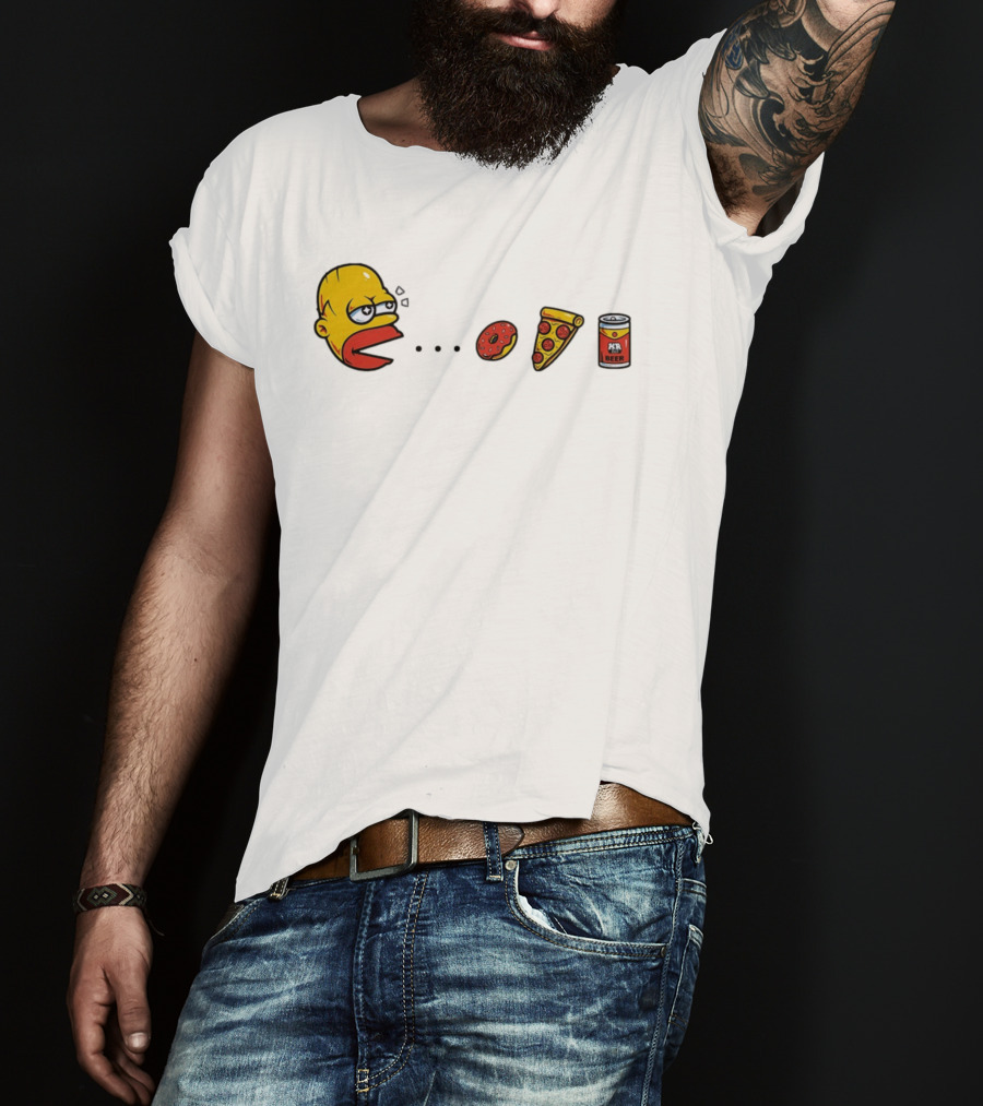 Simps Dad Pac Man Eating Donut Pizza And Beer T-Shirt