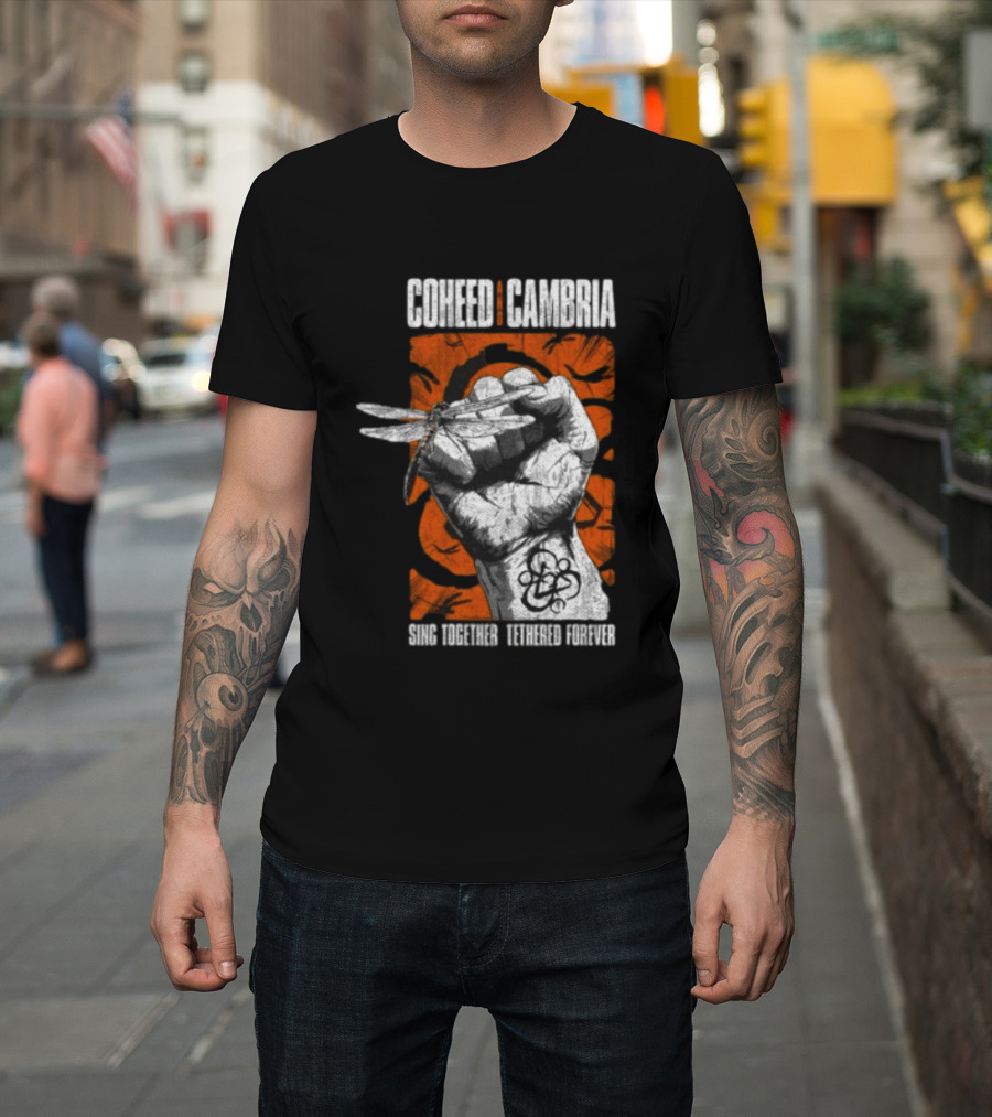 Coheed Cambria Dragonfly Fist Sing Together Tethered Courier T-Shirt