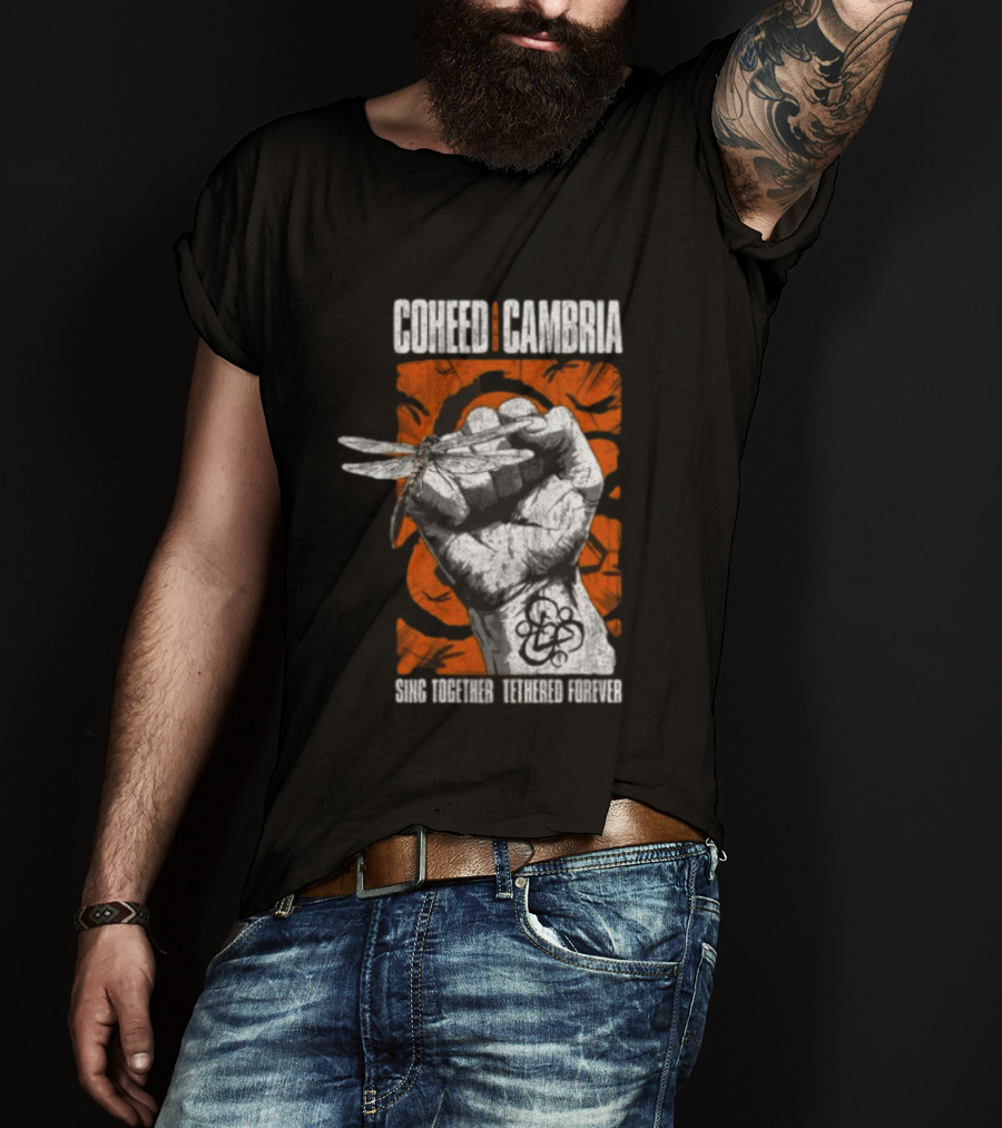 Coheed Cambria Dragonfly Fist Sing Together Tethered Courier T-Shirt