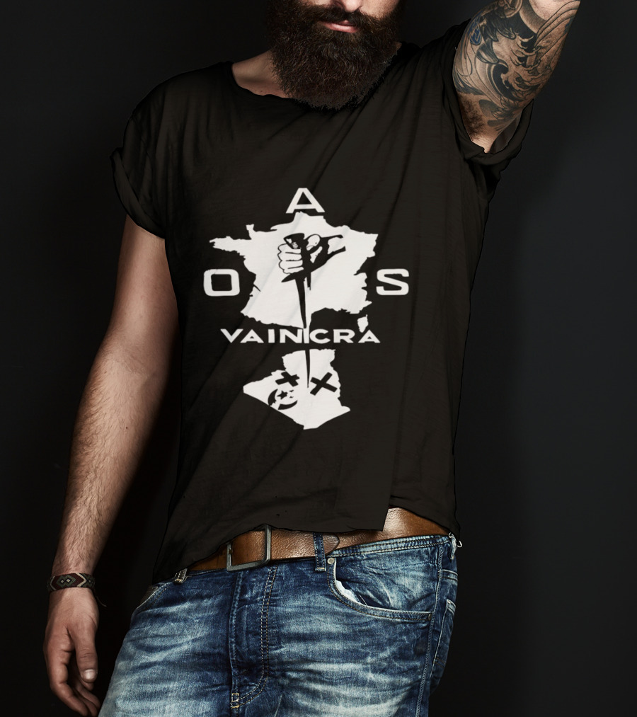 OAS Vaincra France Algeria Map Hand Dagger T-Shirt