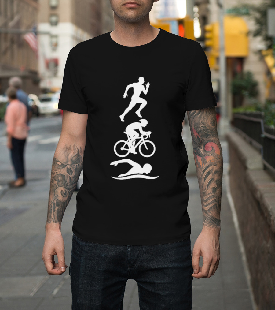Triathlete Swim Bike Run Iconic Silhouette Athlete Training T-Shirt