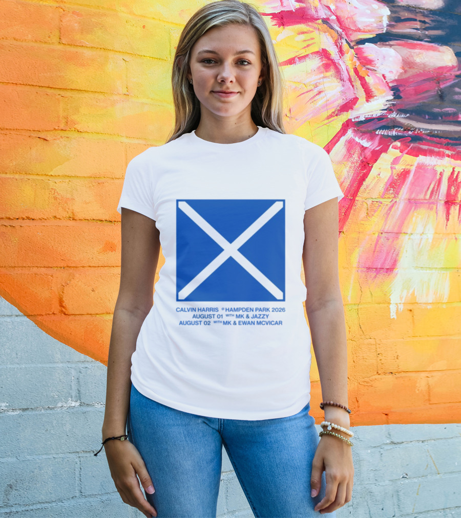 Calvin Harris Hampden Park 2023 Ecru Saltire August MK Jazzy Amber Cox MK Smart Ecuador T-Shirt