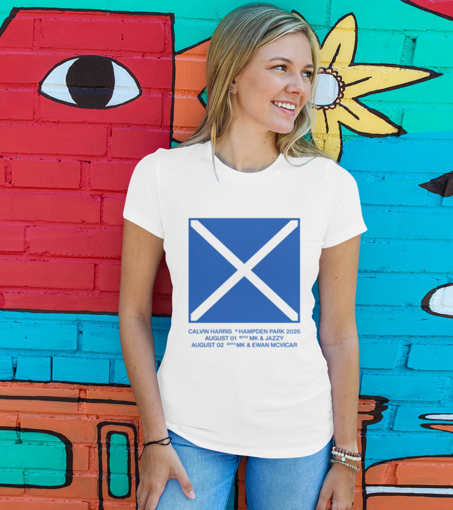 Calvin Harris Hampden Park 2023 Ecru Saltire August MK Jazzy Amber Cox MK Smart Ecuador T-Shirt