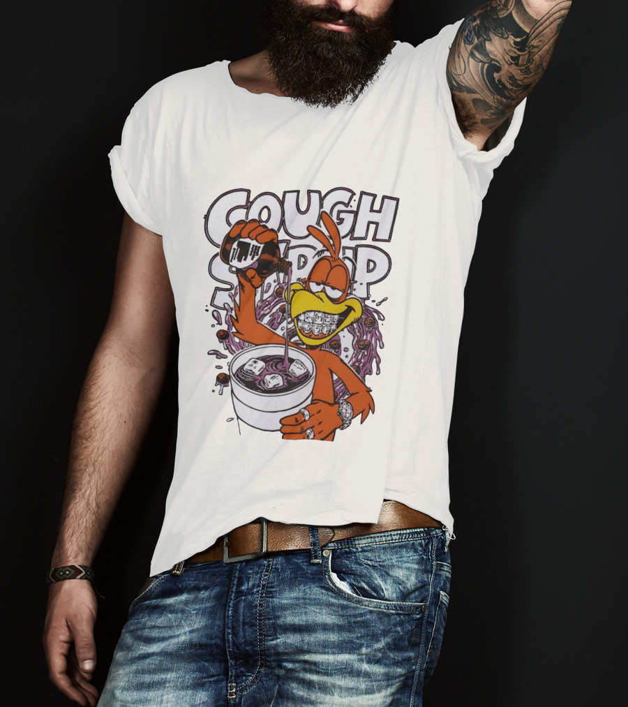 Cough Syrup Toucan Purple Drink Ice Braces Cartoon T-Shirt