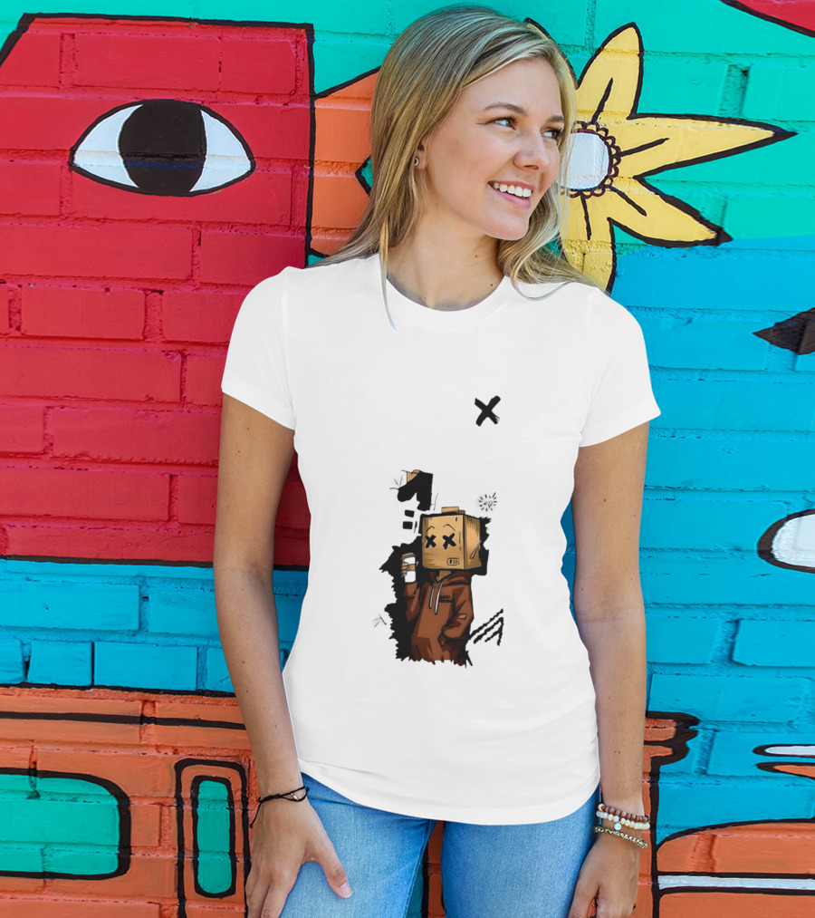 Good Person Box Head Drinking Coffee T-Shirt