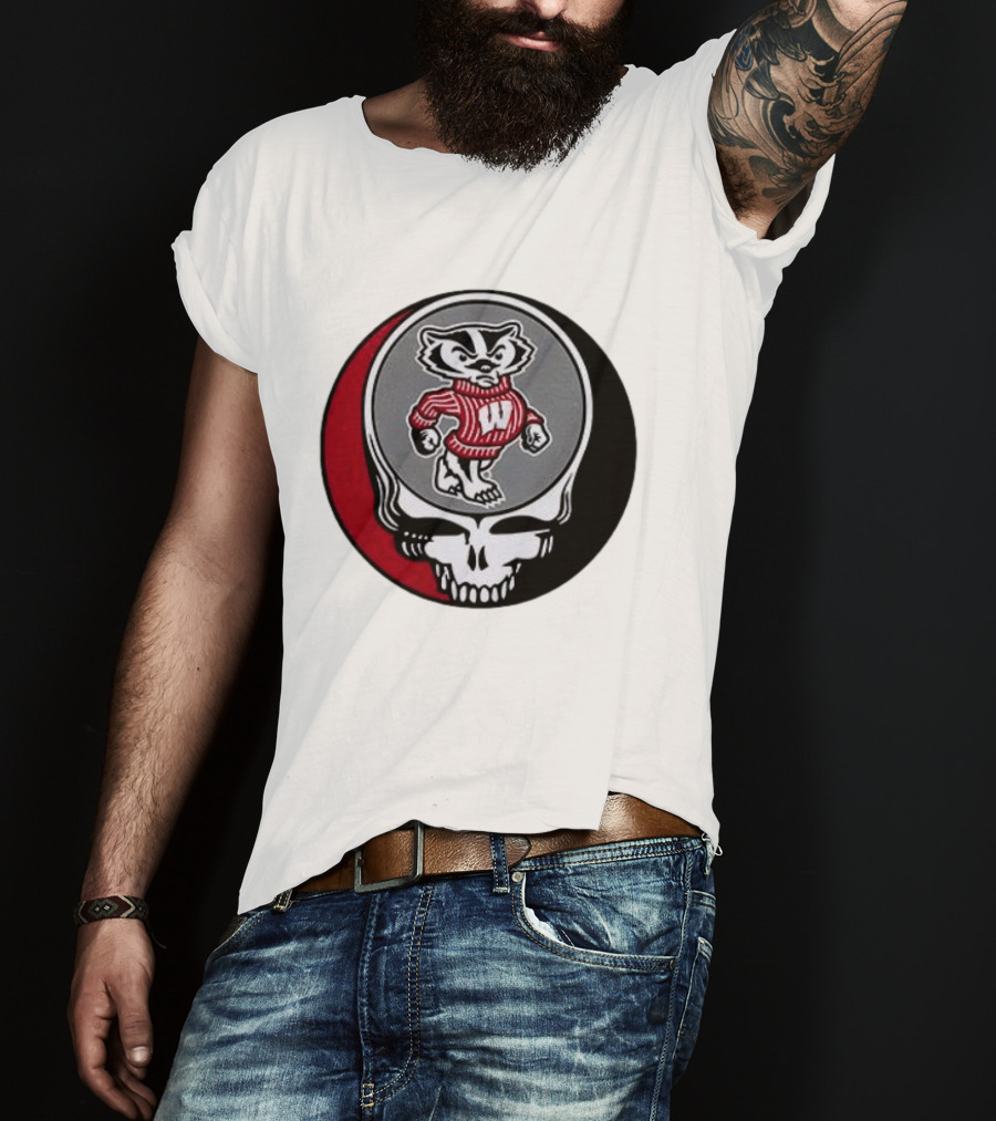 Grateful Dead Wisconsin Badgers Skull And Bucky T-Shirt
