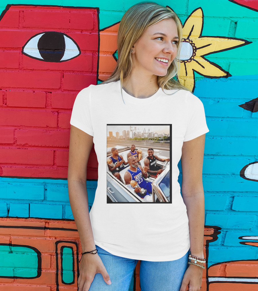 Lebron James Lakers Cavaliers Heat Champions Trophies Parade T-Shirt