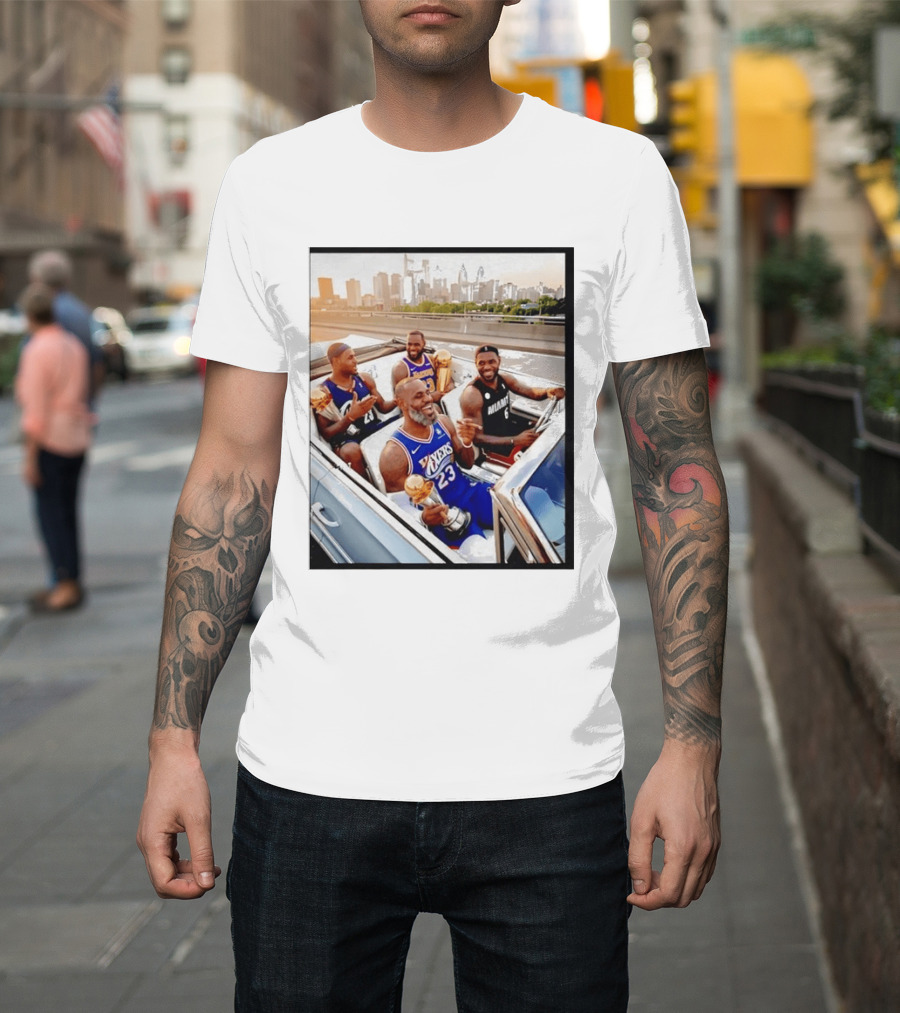 Lebron James Lakers Cavaliers Heat Champions Trophies Parade T-Shirt