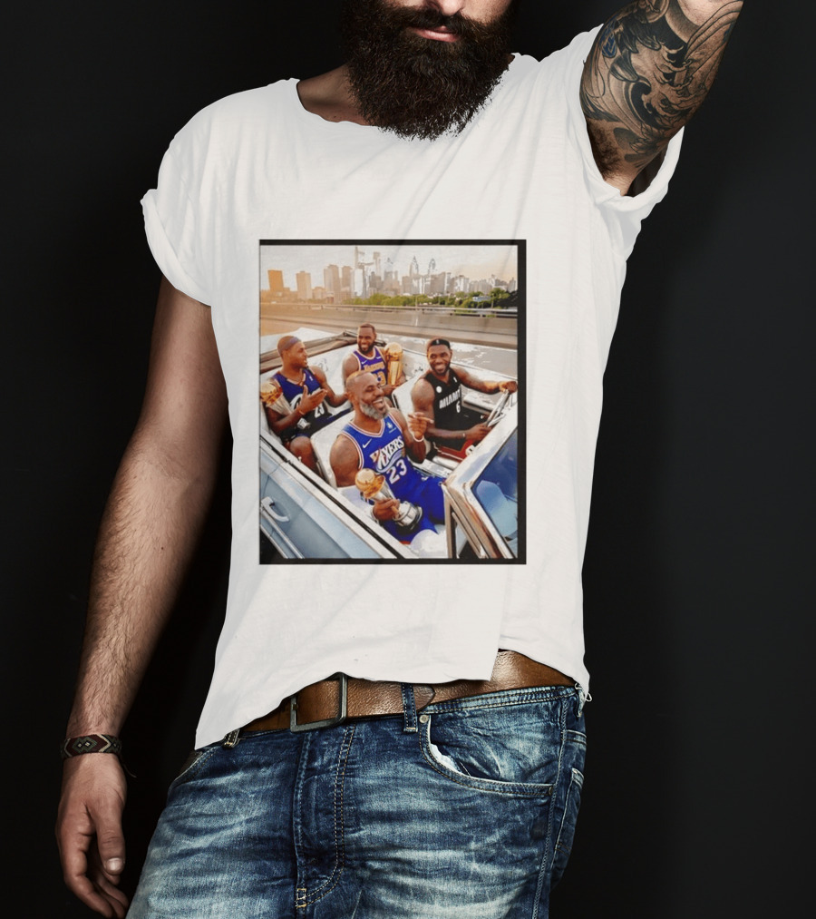 Lebron James Lakers Cavaliers Heat Champions Trophies Parade T-Shirt