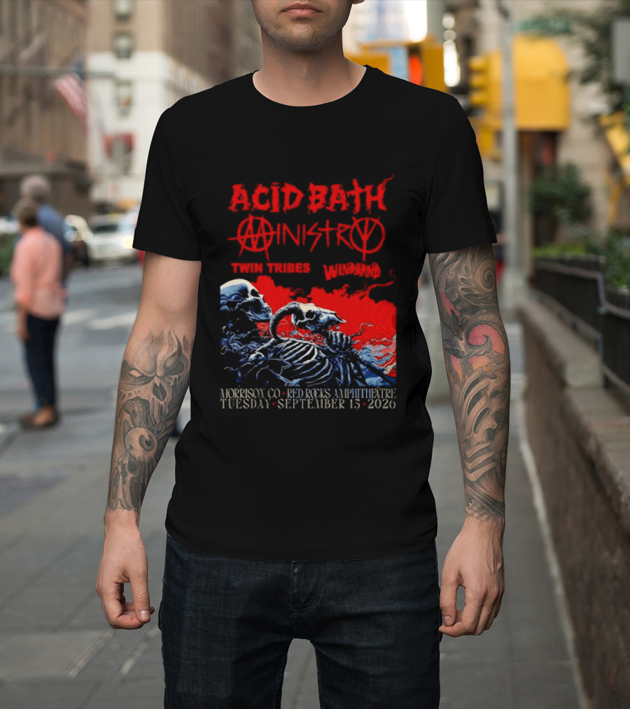 Acid Bath Ministry Twin Tribes Windhand Red Rocks Amphitheatre September 2026 Concert T-Shirt