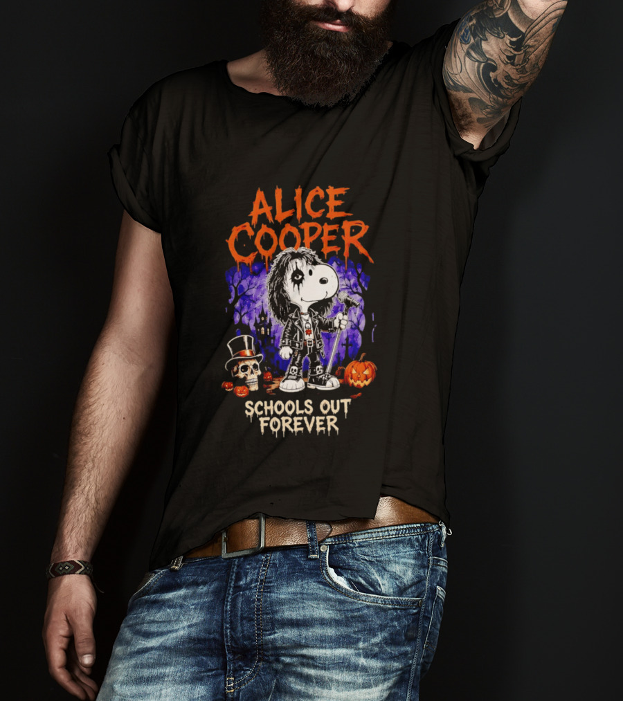 Alice Cooper Snoopy Schools Out Forever Halloween Punk Rock Mashup T-Shirt