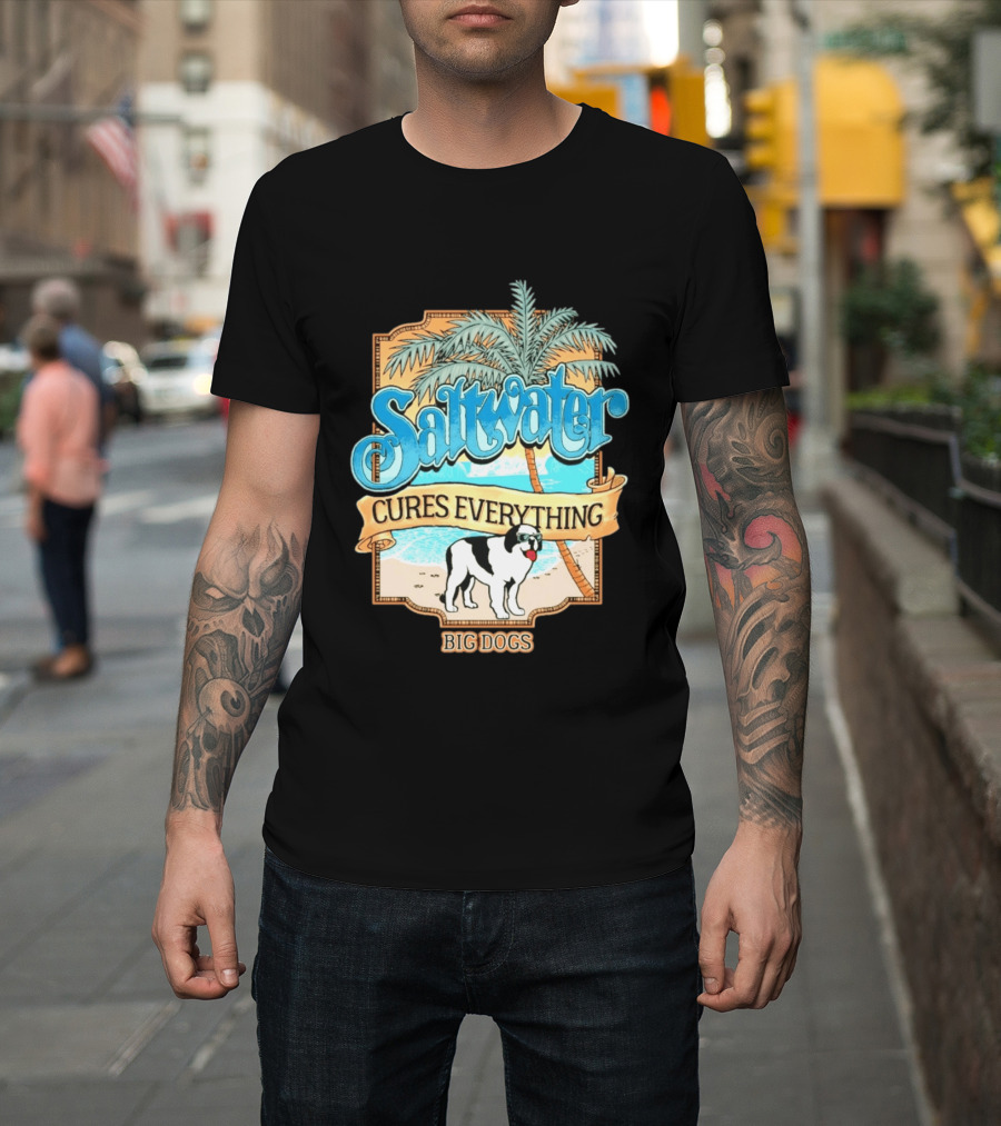 Saltwater Cures Everything Big Dogs Palm Beach Scene T-Shirt