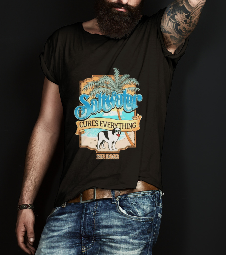 Saltwater Cures Everything Big Dogs Palm Beach Scene T-Shirt