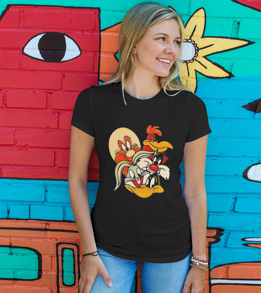 Looney Tunes Smiling Faces Bugs Bunny Sylvester Foghorn Leghorn Taz T-Shirt