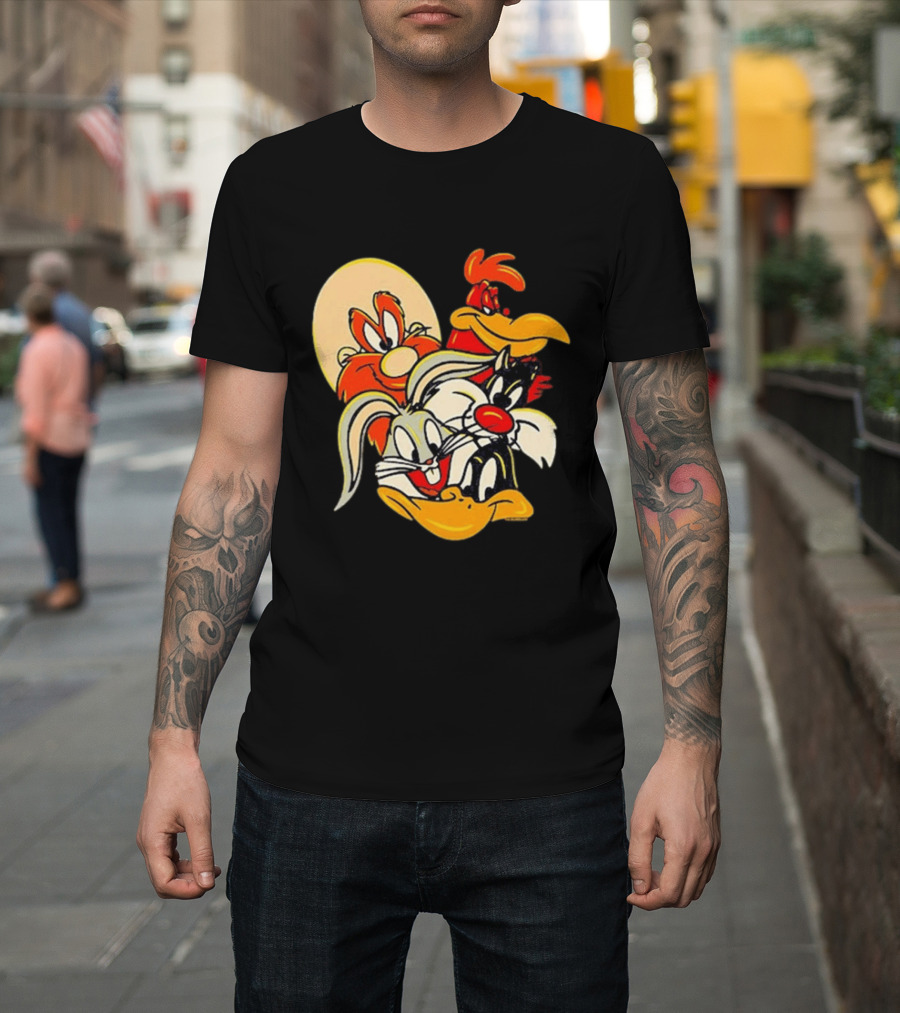 Looney Tunes Smiling Faces Bugs Bunny Sylvester Foghorn Leghorn Taz T-Shirt