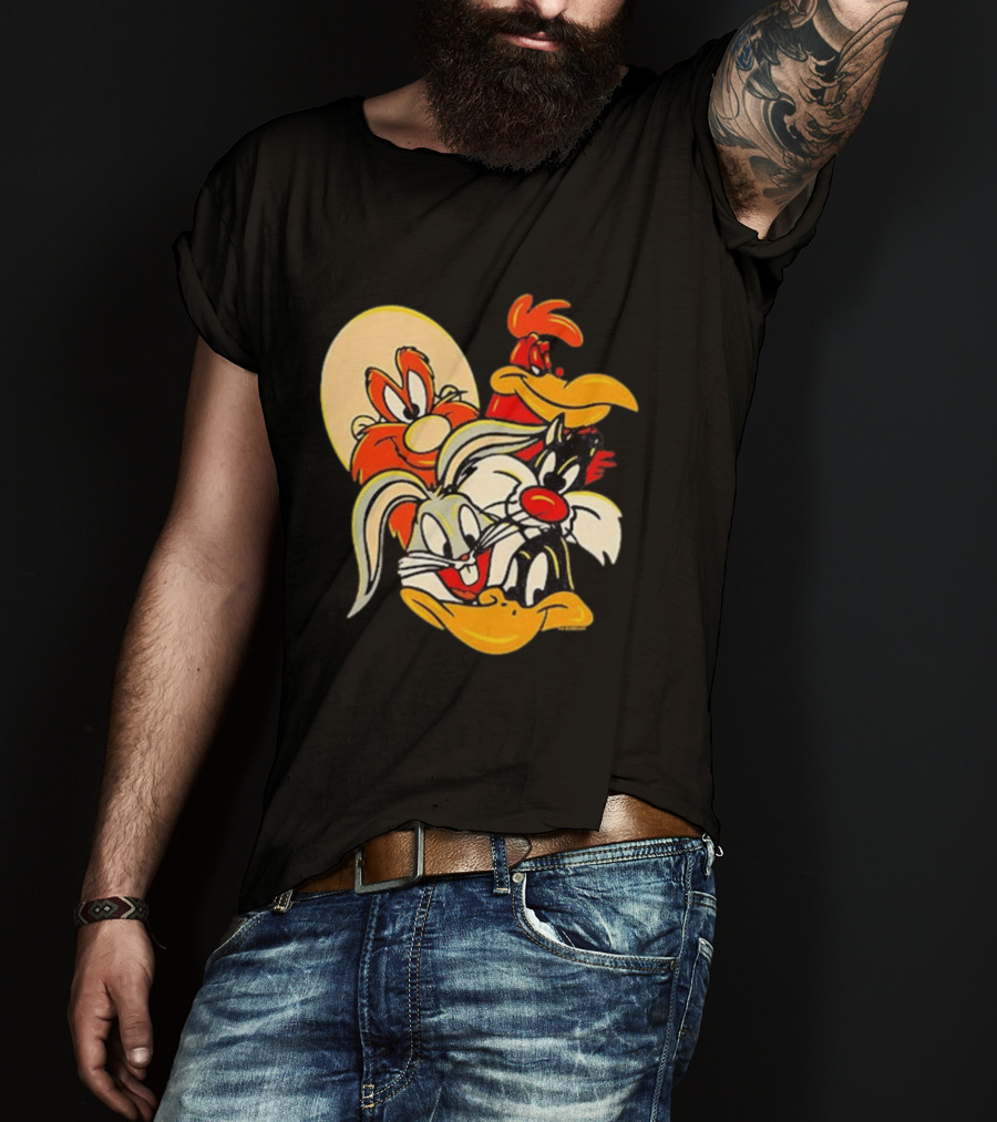 Looney Tunes Smiling Faces Bugs Bunny Sylvester Foghorn Leghorn Taz T-Shirt