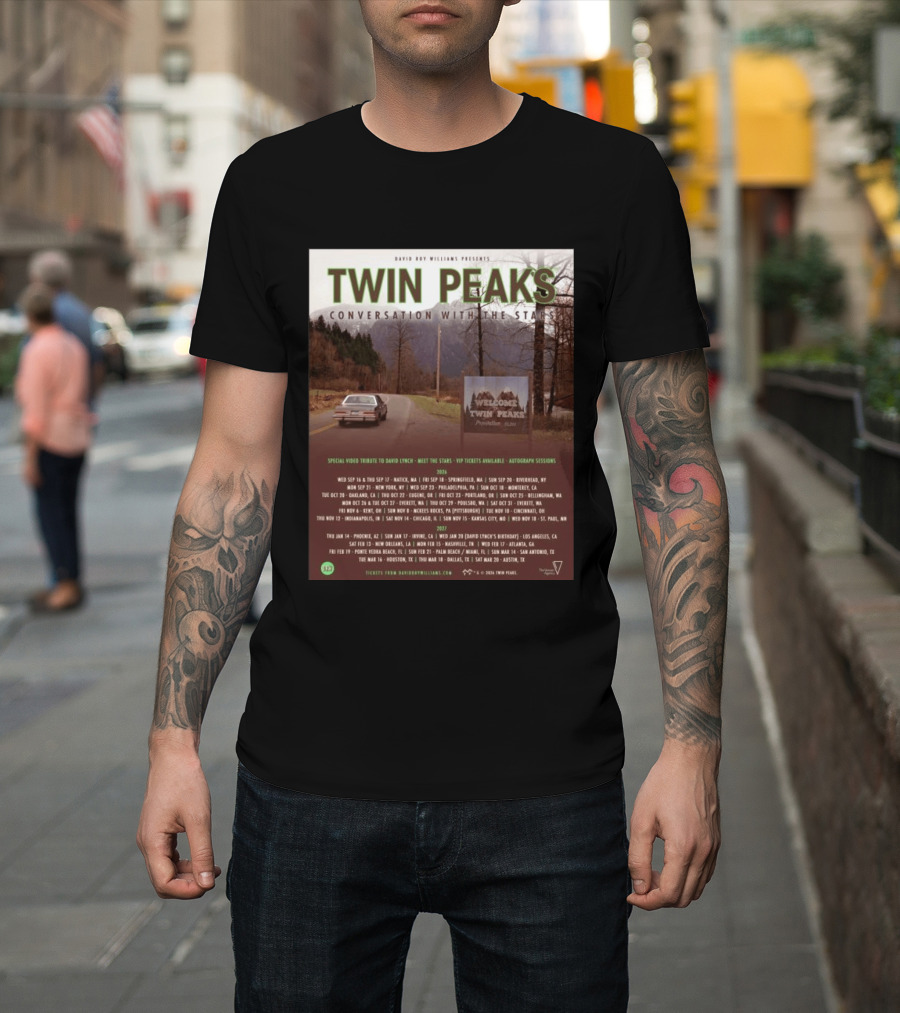 David Roy Williams Presents Twin Peaks Conversation With The Stars Tour Featuring Special Tribute To David Lynch 2023 2024 T-Shirt