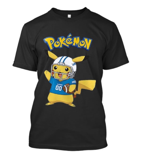 Detroit Lions Pokemon Pikachu Football Fan T-Shirt