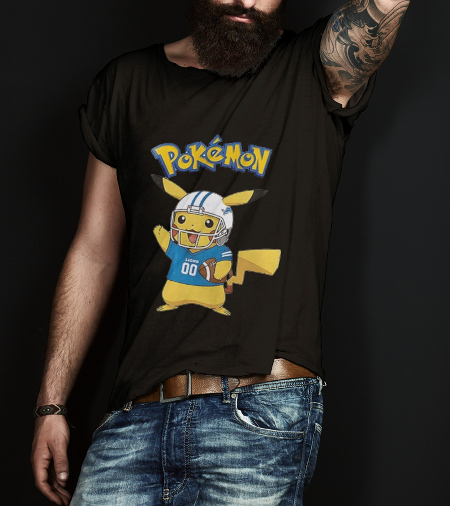 Detroit Lions Pokemon Pikachu Football Fan T-Shirt
