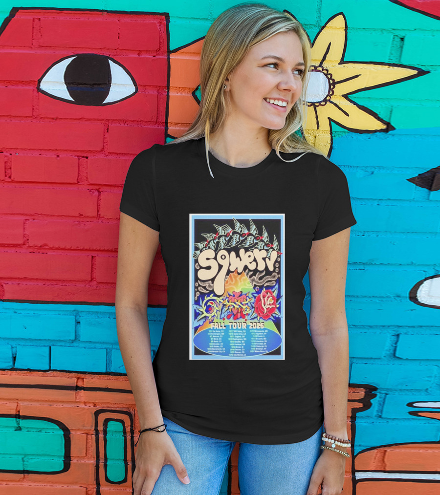 Squeaky Fall Tour 2026 Psychedelic With Rose And Leaf T-Shirt